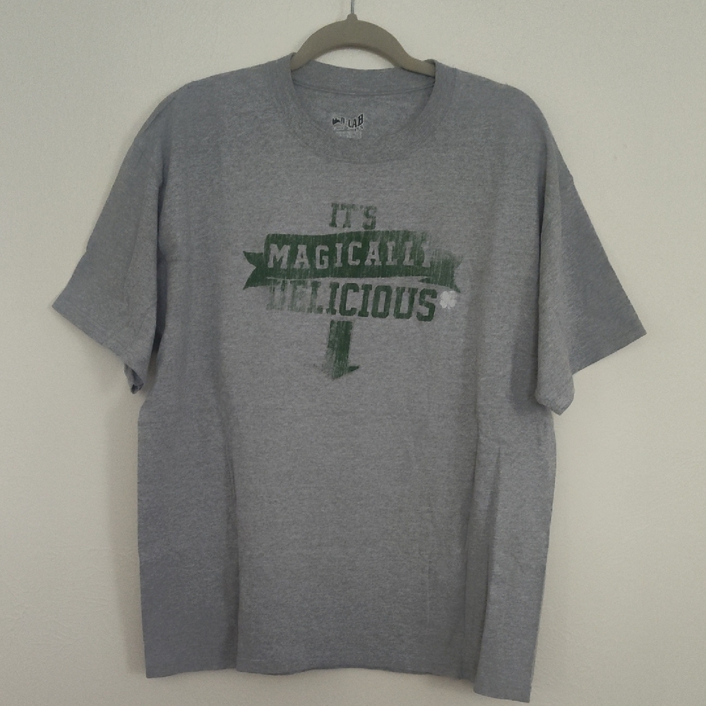 Lucky Brand Gray Tee with Green Text